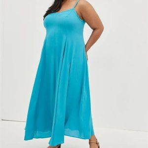 TEAL CHALLIS TRAPEZE MAXI DRESS SIZE 4